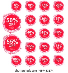 Discount price tags. Vector stickers.Vector hand drawing label.