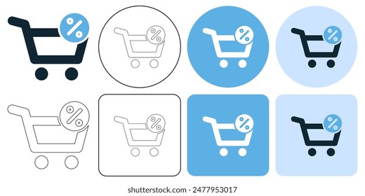 Discount product sales , Shopping Cart Icon shop and sale icon Shopping and E-commerce check out icon. mart market trolley icon symbol stroke line and glyph	