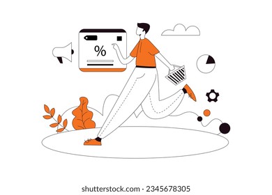 Discount products, Business Flat Style Illustration