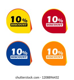 discount promotion 10% flat icon, sale tag set