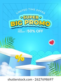 Discount promotion event banner template and social media post, sale background