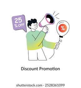 Ilustración vectorial de diseño de estilo plano de gradiente de promoción de descuento. Ilustración de stock