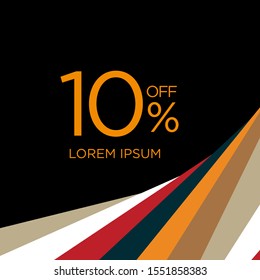 Discount Promotion Sale Banner, 10% Off. Season Sale design in golden typography in black background. - Vector