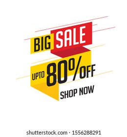 Discount Promotion Sale Banner, 80% Off. Big Sale design in typography. - Vector