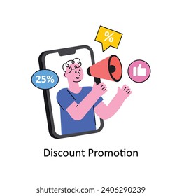 Discount Promotion, Vektorgrafik ausgefüllt Umriss Design Illustration. Symbol auf weißem Hintergrund EPS10-Datei 