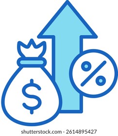 Discount Rate Icon Blue Vector Illustration