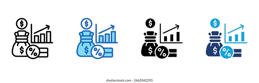 Icono de tasa de descuento Ilustración vectorial de estilo múltiple