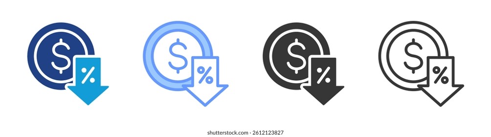 Discount Rate icon set multiple style collection