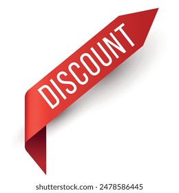 Descuento rojo cinta angular etiqueta de la compra venta oferta especial Plantilla de diseño de liquidación Ilustración vectorial realista. Campaña de marketing de tienda de tienda Precios de publicidad comercial de reducción de costes