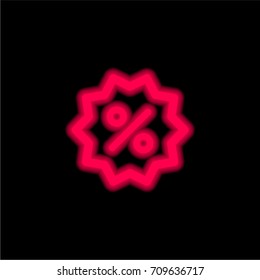 Discount red glowing neon ui ux icon. Glowing sign logo vector