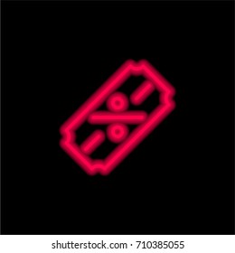 Discount red glowing neon ui ux icon. Glowing sign logo vector