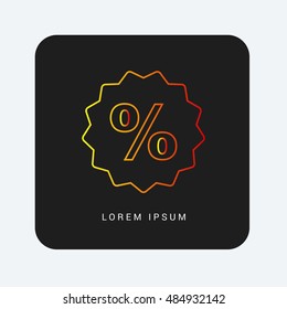 Discount Red & Orange gradient attractive line thin icon / logo design