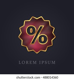 Discount Red Ruby with Golden Frame Precious Jewellery Icon / Logo Design