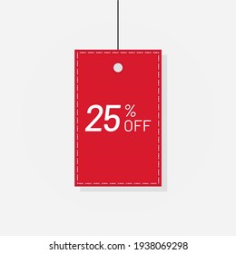 Discount red tag sale label 25 off vector
