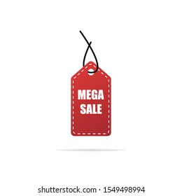 Discount red tag for sale in store. Vector red label template. Flat design style