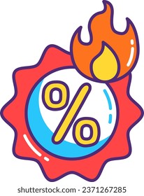 Discount Related Vector Line Icon with Hot promo