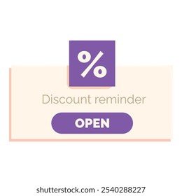 Discount reminder popup is showing a percent symbol for a promotion