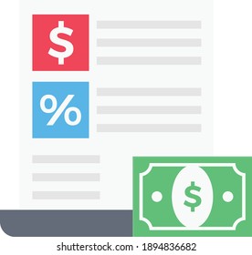 discount report vector flat colour icon