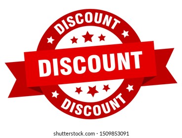 Discount Ribbon. Discount Round Red Sign. Discount