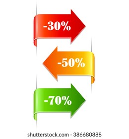 Discount ribbons set, vector illustration isolated on white background