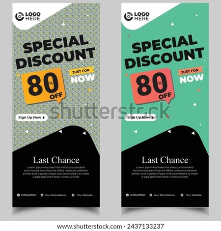 Discount roll up banner template design with special offer. Vector