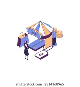 discount and royalty card flat style isometric vector illustration design
