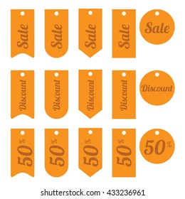 discount, sale, 50% stickers tag set. vector collection, you can simply change color and size