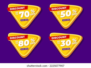 Discount Sale up to 70% 50% 30% 80% off template. Mega sale banner.