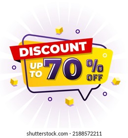 Discount Sale up to 70% off template. Mega sale banner.