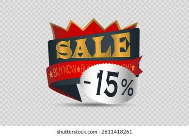 Discount and sale banner, badge, sticker, price, percentage.