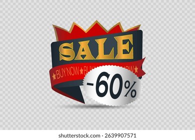 Discount and sale banner, badge, sticker, price, percentage.