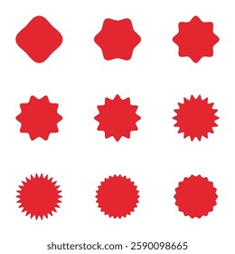 Discount sale banner red sticker, blank shopping elements set