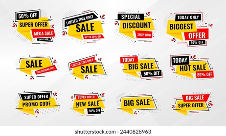 Discount sale banner set vector template. Sale labels set, big sale, final sale background. Discount Promotion marketing poster design for web and Social. 