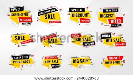 Discount sale banner set vector template. Sale labels set, big sale, final sale background. Discount Promotion marketing poster design for web and Social. 