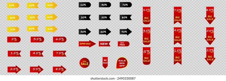 Discount Sale Banner vector template. special offer, big sale, unique red ribbons for advertising promotion, sale text.