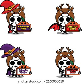discount sale halloween party design, skull animal costume vector illustration