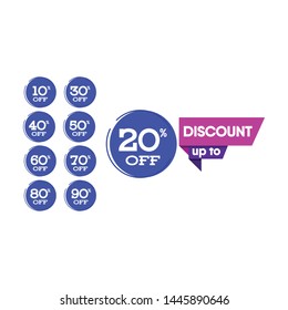 Discount sale label vector template. Design for advertising, digital banner or print.