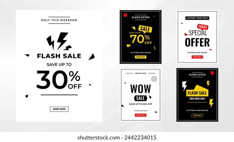 Discount Sale labels set vector template. sale banner set, big sale, final sale background. Discount Promotion marketing poster design for web and Social. 
