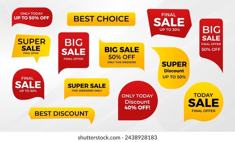 Discount sale labels vector template. flash, super sale, big sale, final sale background. Discount Promotion marketing poster design for web and Social. 