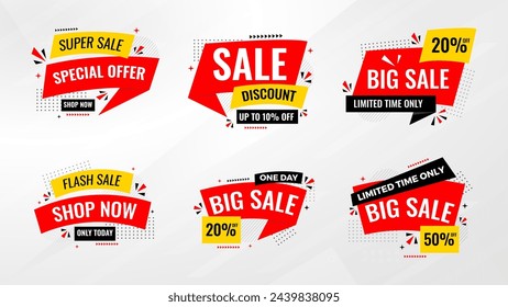 Discount sale labels vector template. flash, super sale, big sale, final sale background. Discount Promotion marketing poster design for web and Social. 