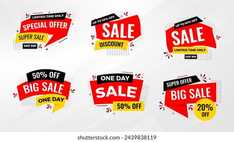 Discount sale labels vector template. flash, super sale, big sale, final sale background. Discount Promotion marketing poster design for web and Social. 