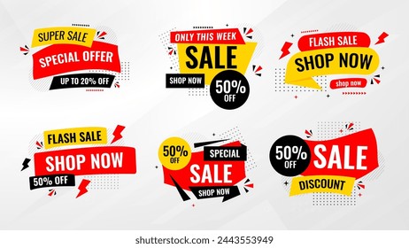 Discount sale labels vector template. flash, super sale, big sale, final sale background. Discount Promotion marketing poster design for web and Social. 