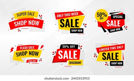 Discount sale labels vector template. flash, super sale, big sale, final sale background. Discount Promotion marketing poster design for web and Social. 