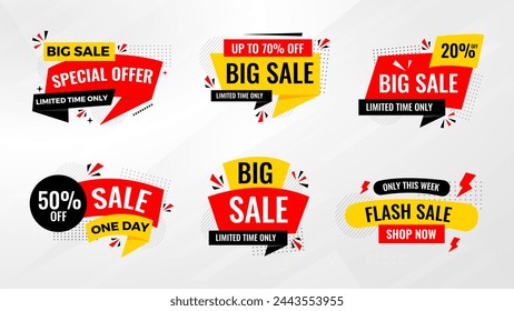 Discount sale labels vector template. flash, super sale, big sale, final sale background. Discount Promotion marketing poster design for web and Social. 
