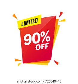 Discount sale limited, 90 off,  Sales Vector badges for Labels, , Stickers, Banners, Tags, Web Stickers, New offer. Discount origami sign [Converted]
