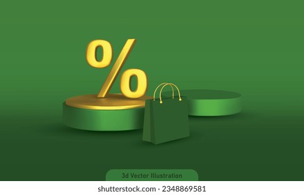 Discount sale podium. Special offer composition. Vector illustration