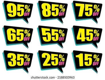 Discount Sale POP Set. Vector data.