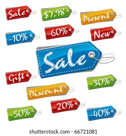 Discount, Sale and Price Stitched Labels. Vector Illustration (EPS v.8.0)