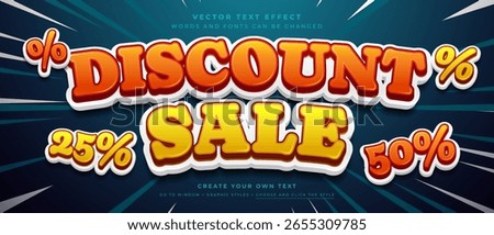 Discount sale promotion text effect with percentages on blue background