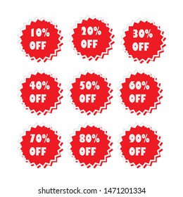 discount sale set stickers in flat style, vector